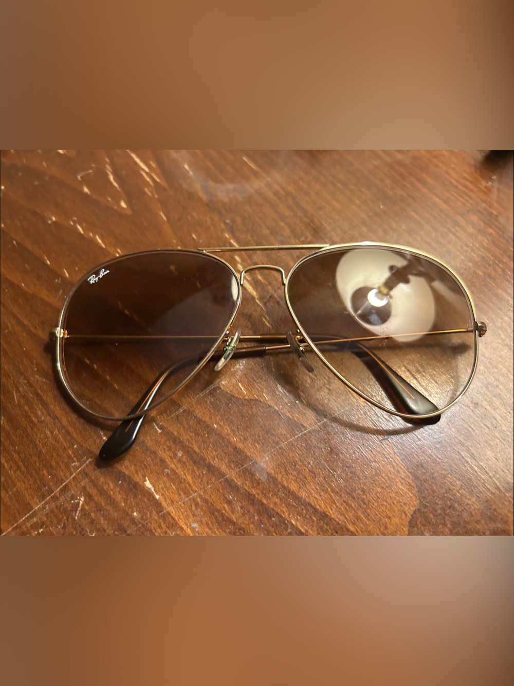 Ray-Ban Women's Gold Aviator Sunglasses with Brown Lenses